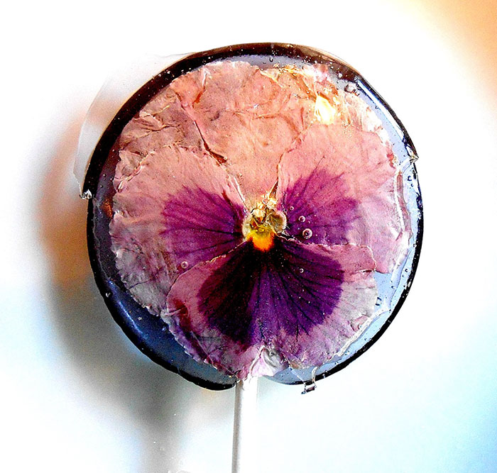 Edible Flower Petals Preserved Inside Lollipops