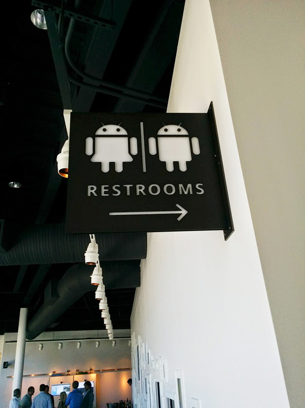 The Bathrooms Signs At The Googleplex