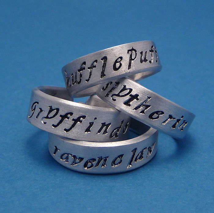Gryffindor, Slytherin, Hufflepuff, And Ravenclaw Rings