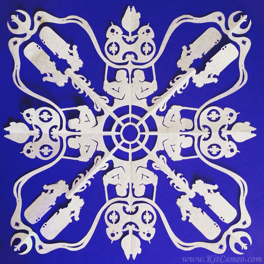 I Create Highly Detailed Pop Culture Themed Paper Cut Snowflakes