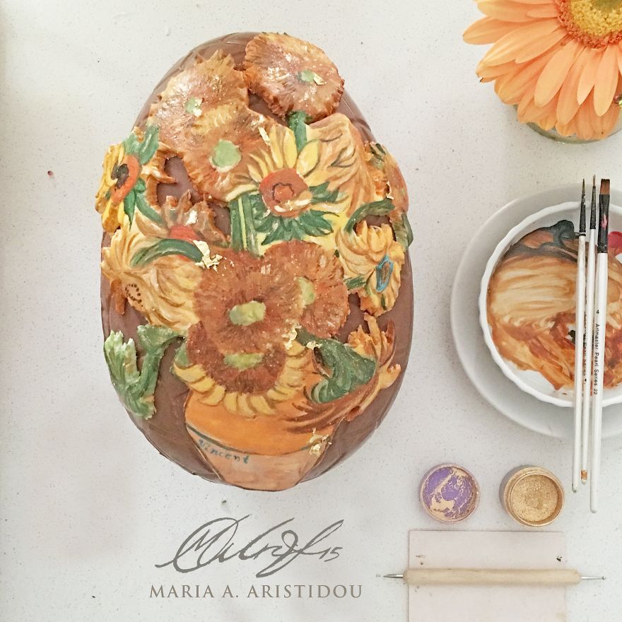 I Painted Van Gogh's Sunflowers For My Easter Chocolate Egg