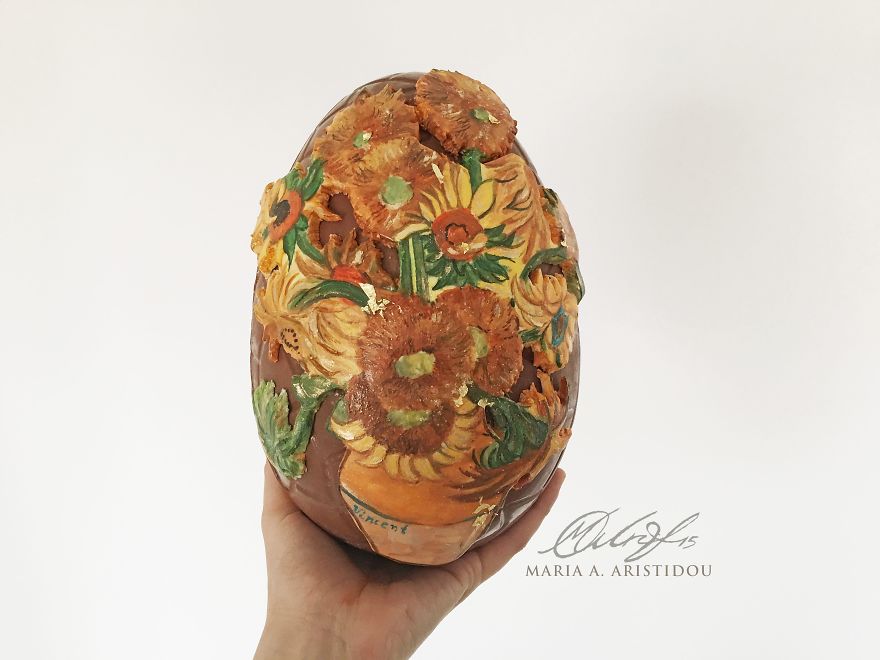 I Painted Van Gogh's Sunflowers For My Easter Chocolate Egg