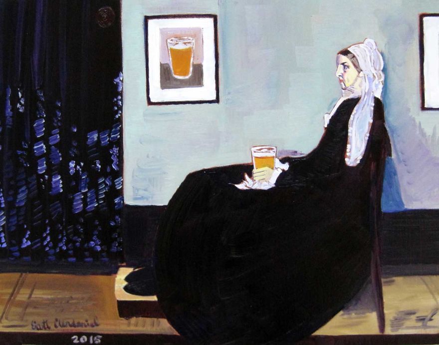 Whistler's Mother Drinking A Pint