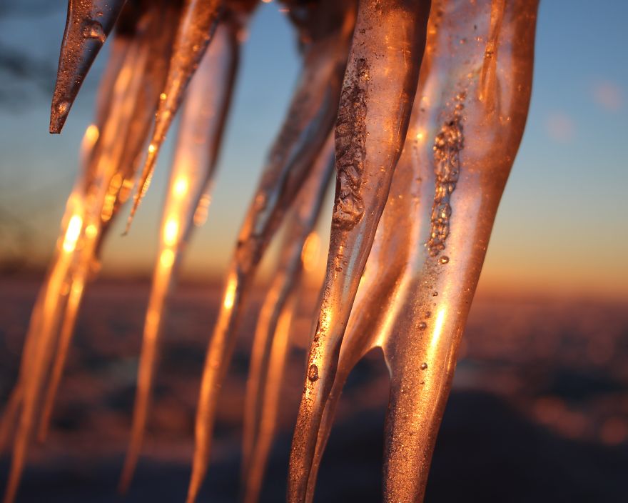 Ice At Sunset: The Warm Colors Of Winter