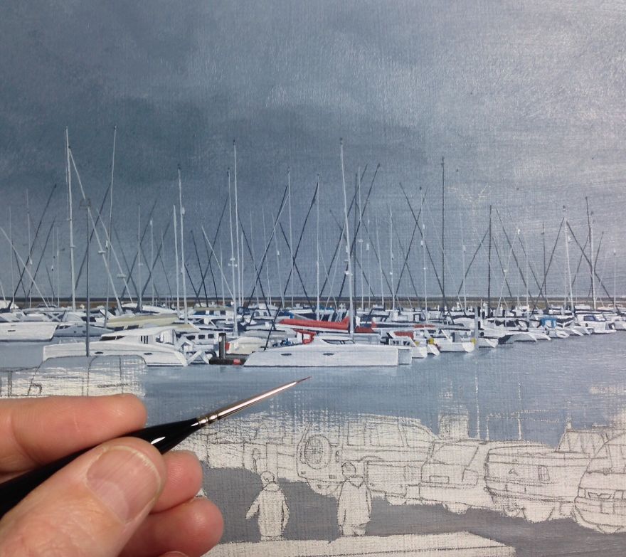 It Took Me 400 Hours To Complete This Hyper-Realistic Painting Of Brixham Harbour