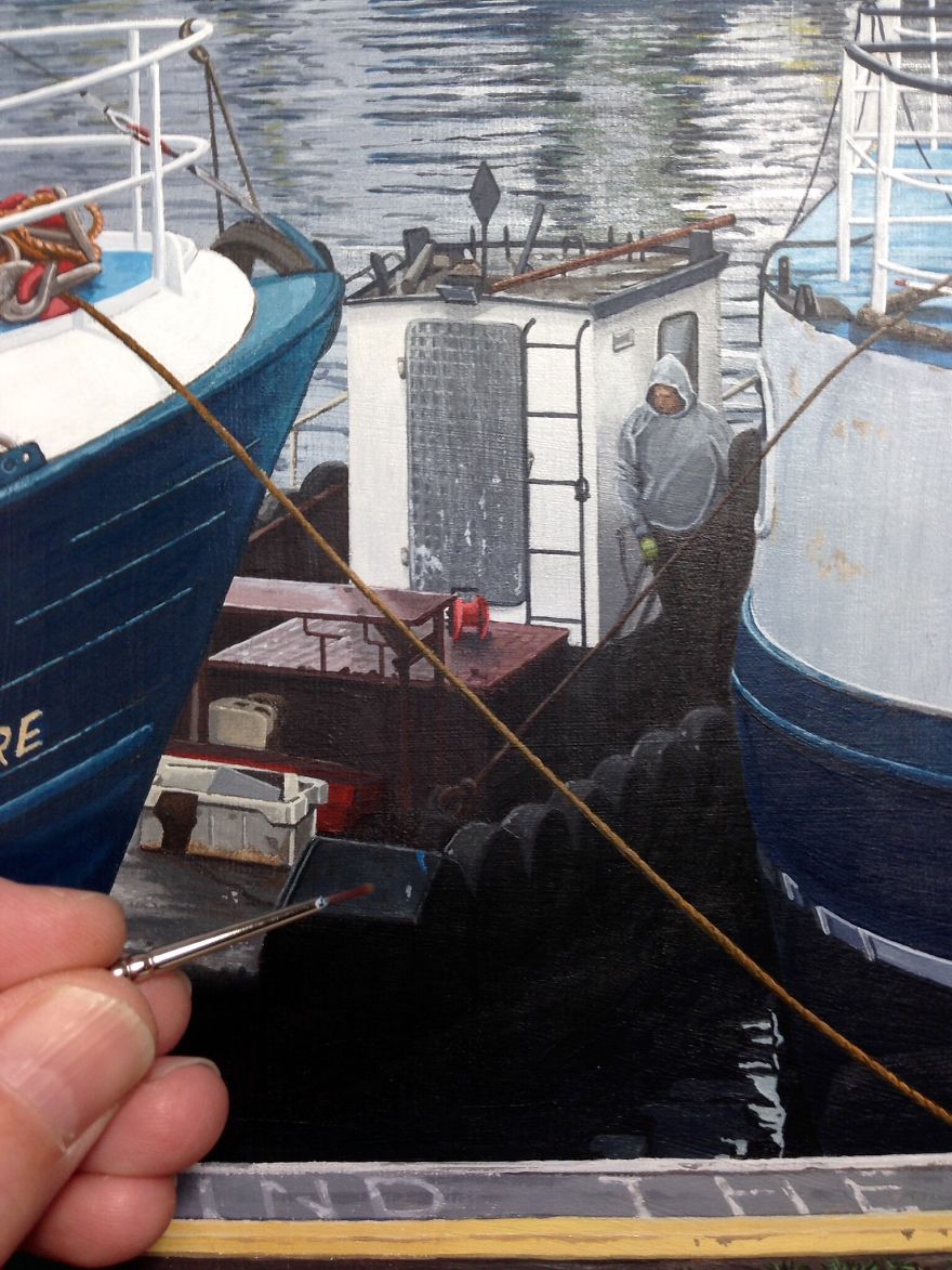 It Took Me 400 Hours To Complete This Hyper-Realistic Painting Of Brixham Harbour