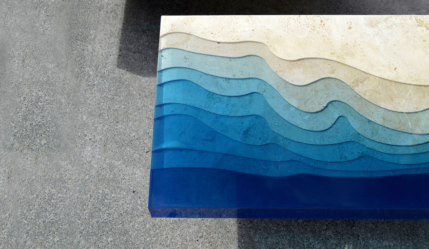 Lagoon Tables That I Made By Merging Resin With Cut Travertine Marble