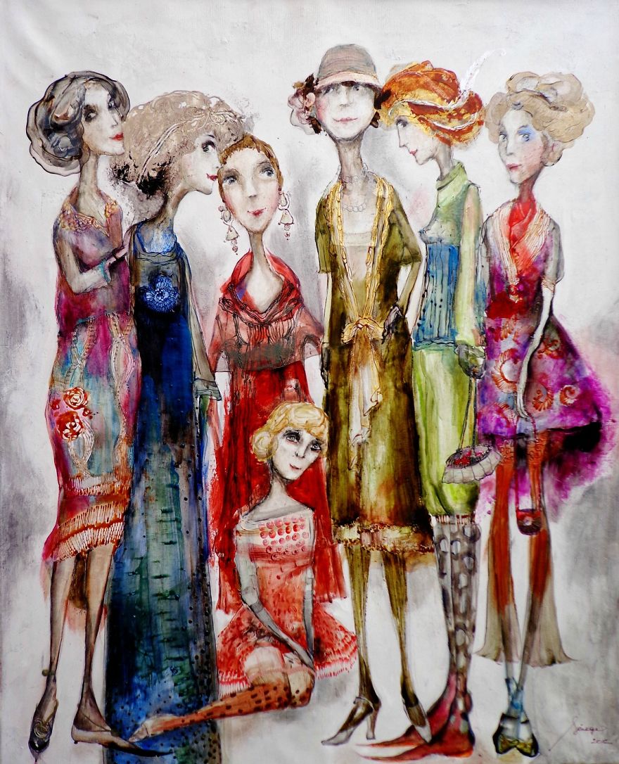 Lithuanian Artist Sniege Paints Hundreds Of Stylish French Ladies