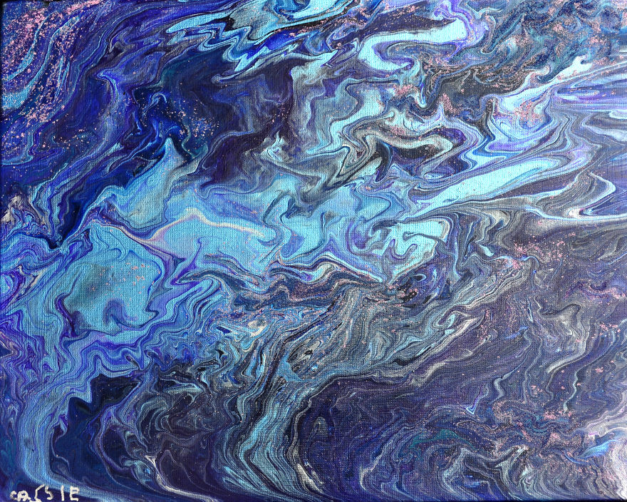 My 3-Year-Old Daughter Creates Paintings Of Galaxies Using Paint, Glitter And A Fork