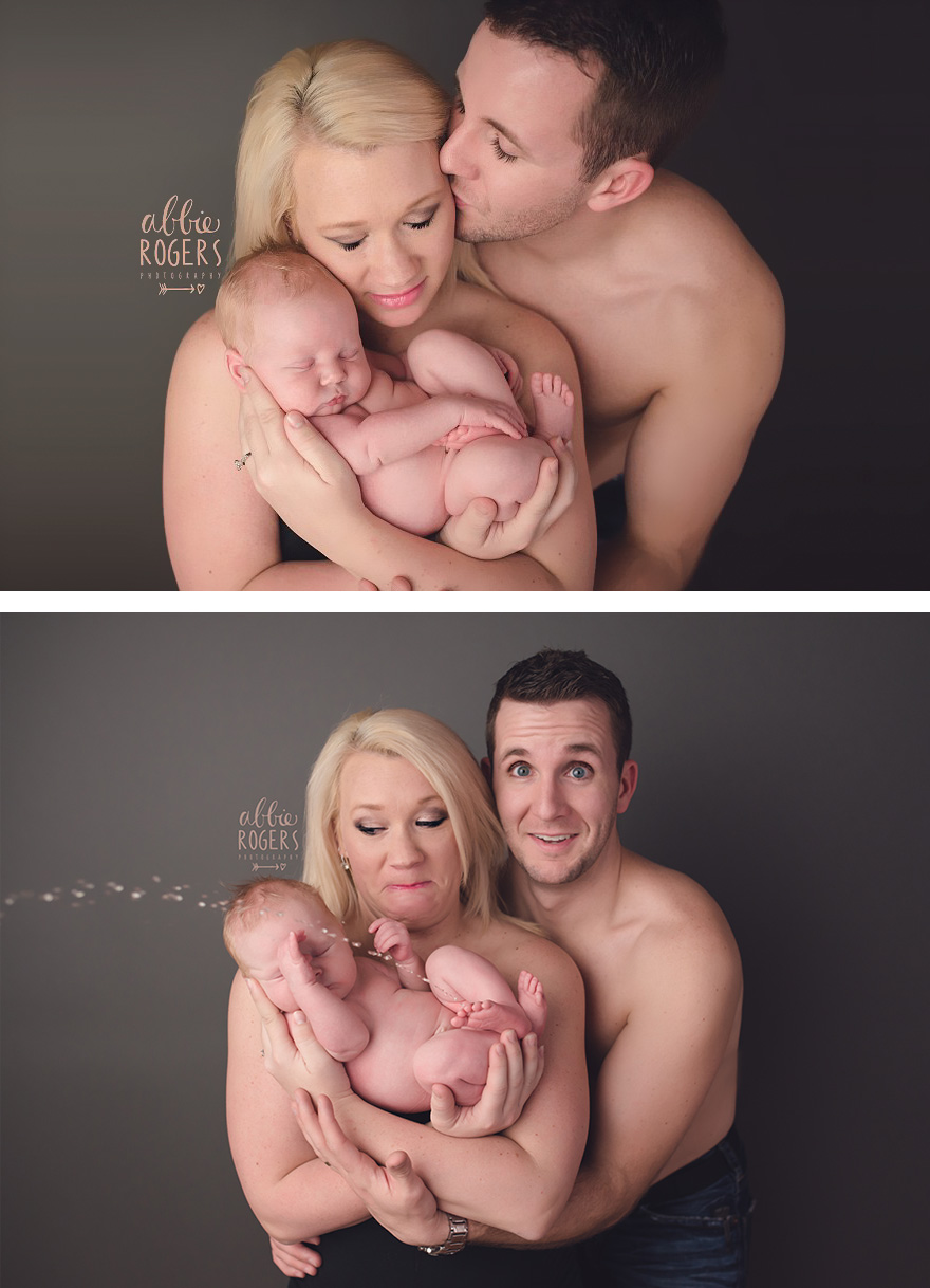 Unforgettable Moment Baby Interrupts Photoshoot With A Shower
