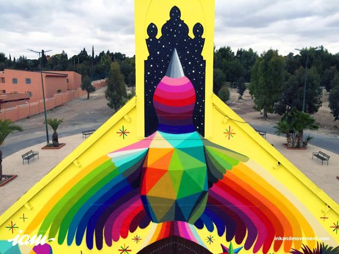 Street Art - Okuda Decorates A New Church With Its Colorful Creations