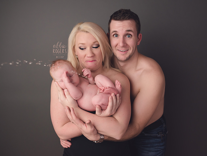 Unforgettable Moment Baby Interrupts Photoshoot With A Shower