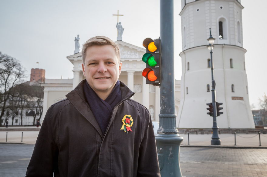 Vilnius Traffic Lights Adopt The Colors Of The Lithuanian Flag To Celebrate The Independence Day