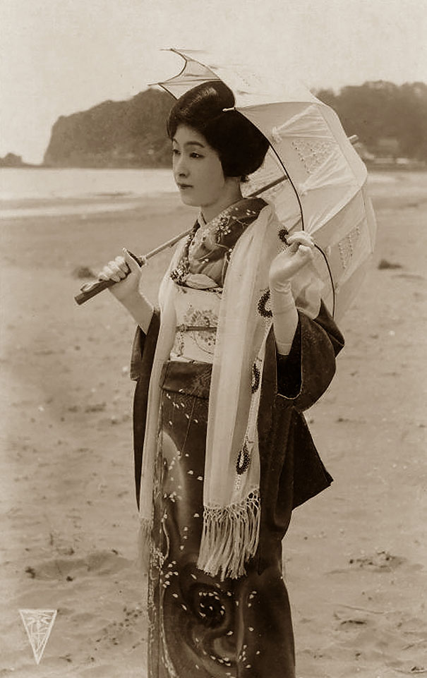 Unknown Japanese Woman With Umbrella