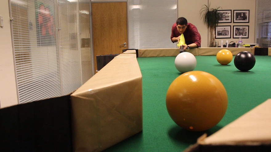 Boss Asked Us To Improve Our Knowledge On Leaf Blowers So We Invented Leaf Blower Billiards
