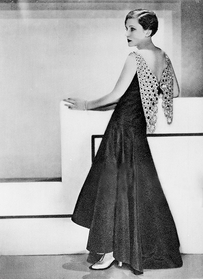 A Women Models A Dress Of Jeanne Lanvin's Black Fault, On 1929 In Paris, France