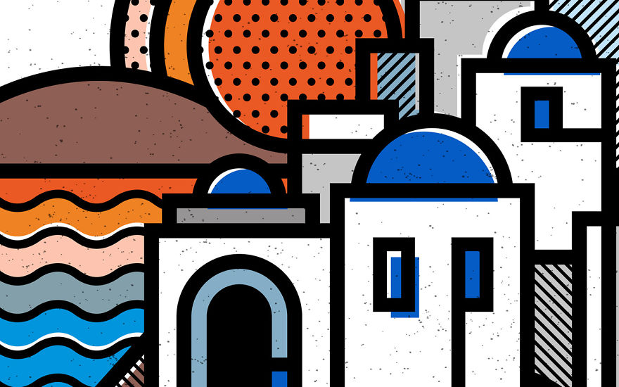 I Created Abstract Stamps Of Greece’s Iconic Landscapes