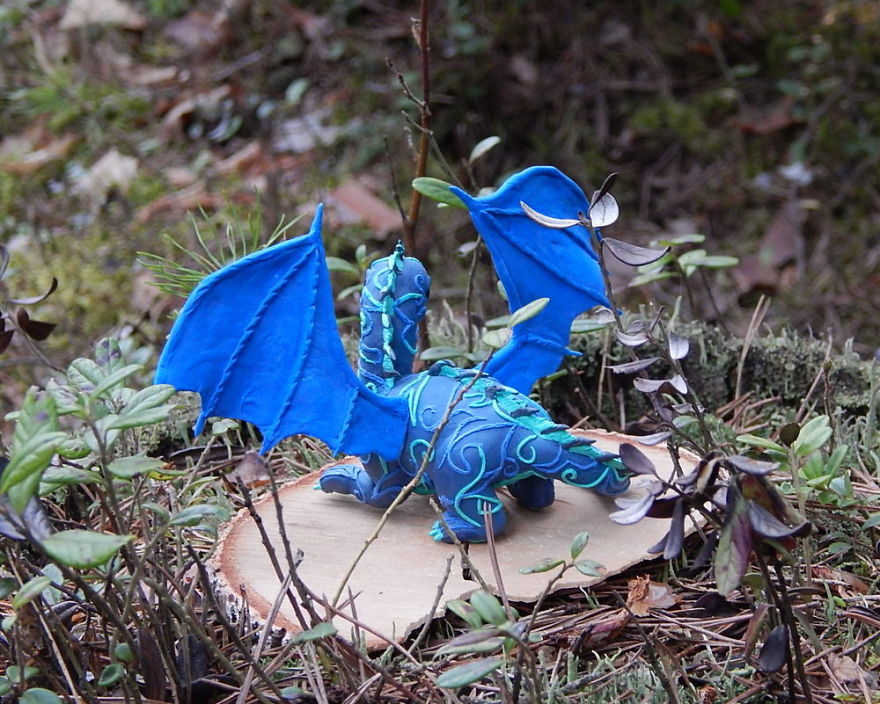 Blue Dragon Figurine, Fantasy Animal