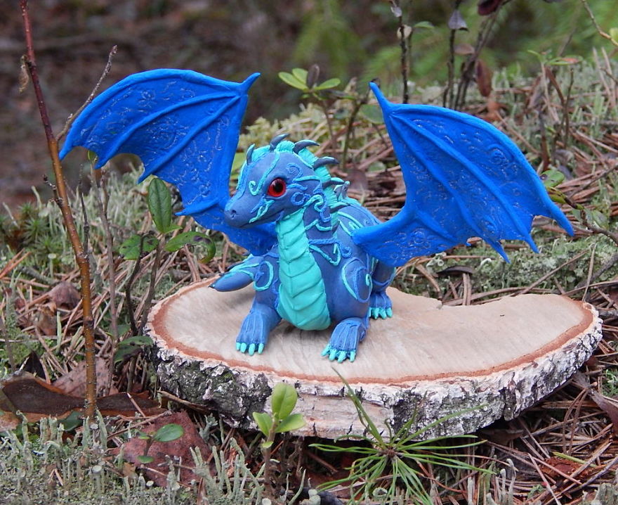 Blue Dragon Figurine, Fantasy Animal