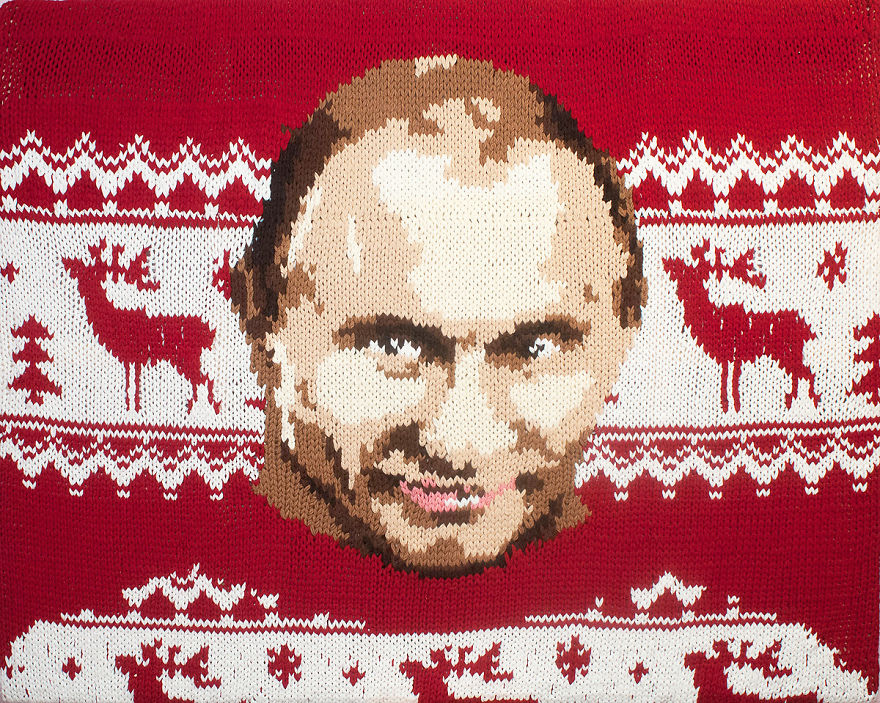 Siberian Artist Knitted With Giant Needles Portraits Of Freud, Gagarin And Putin