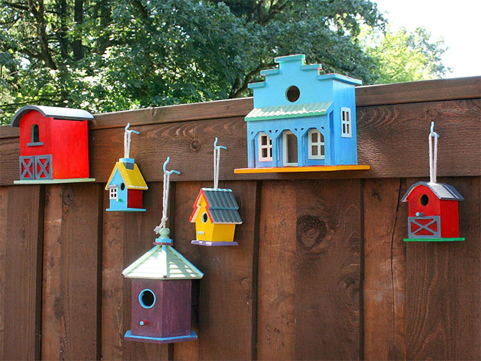 Birdhouses Fence Decor