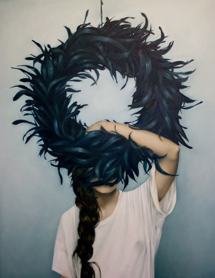 Mysteriously Surreal Paintings Of Faceless Women Shadows By Nature And Wildlife
