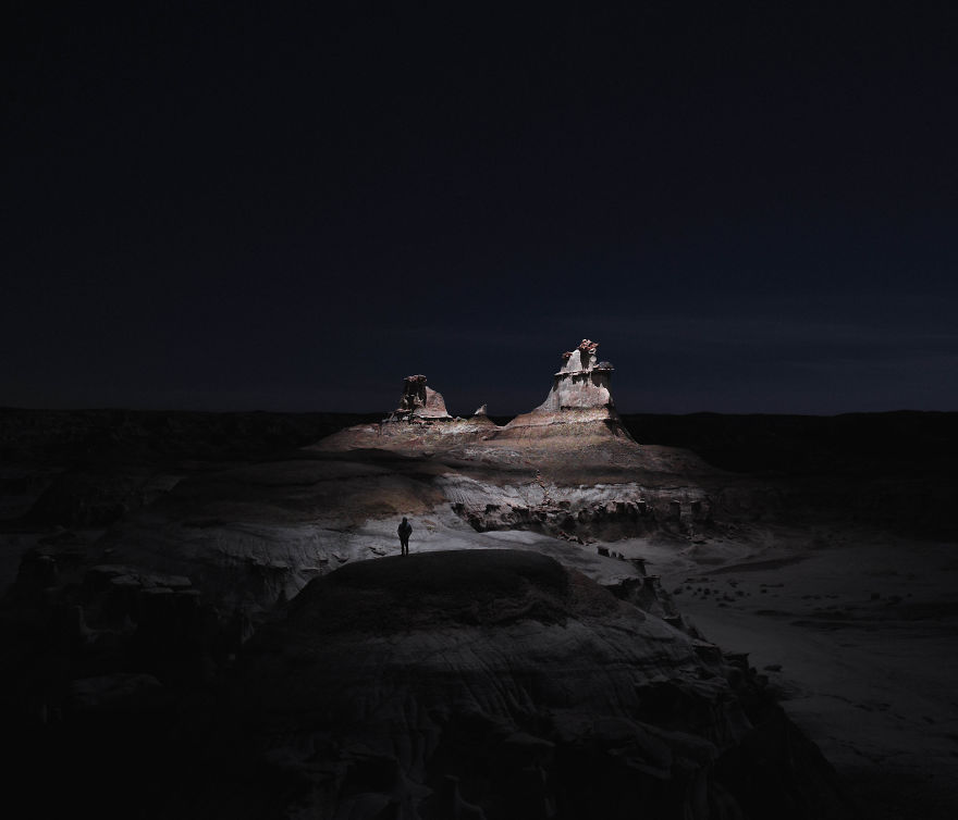 I Lit Landscapes At Night Using Drones With LEDs