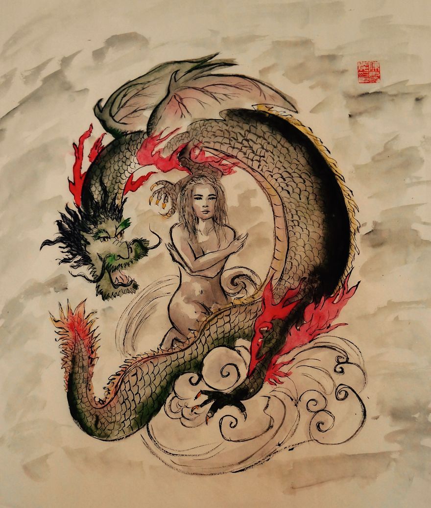 I Made A Chinese Dragon Painting Inspired By Game Of Thrones