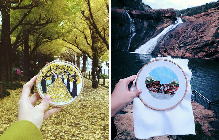 Instead Of Taking Photos, Teresa Lim Embroiders Her Travels On-site
