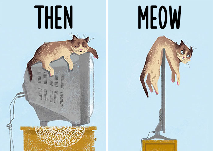 Then vs Meow: How Technology Has Changed Cats’ Lives (15 Pics)
