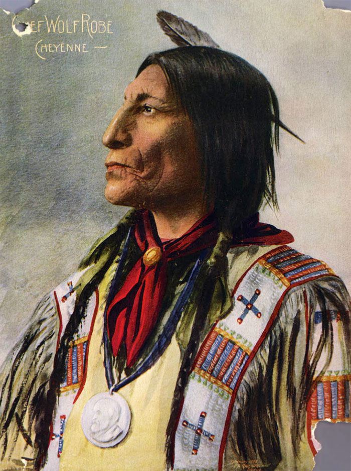 Cheyenne Chief Wolf Robe. Color Halftone Reproduction Of A Painting From A F. A. Rinehart Photograph. 1898