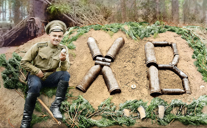 Easter At The Front, The Letter Symbolize The Fraze "Christ Is Risen", 1916