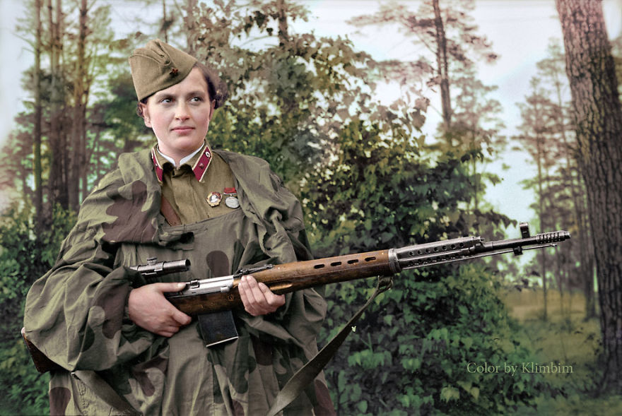 Lyudmila Pavlichenko. Soviet Sniper During World War II. Credited With 309 Kills, She Is Regarded As The Most Successful Female Sniper In History, 1940