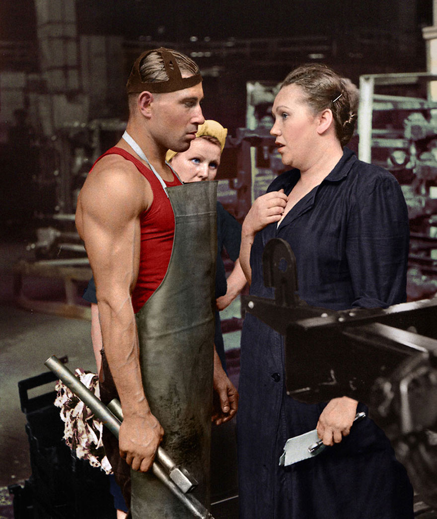 Worker And Supervisor, Car Factory, Moscow, 1954