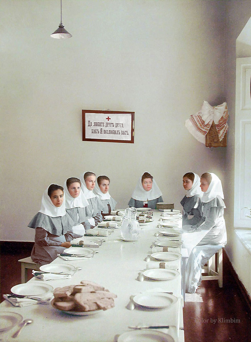 Group Of The Sisters Of Charity In The Dining Room During Lunch, Rhe Herbovets Community, 1900s
