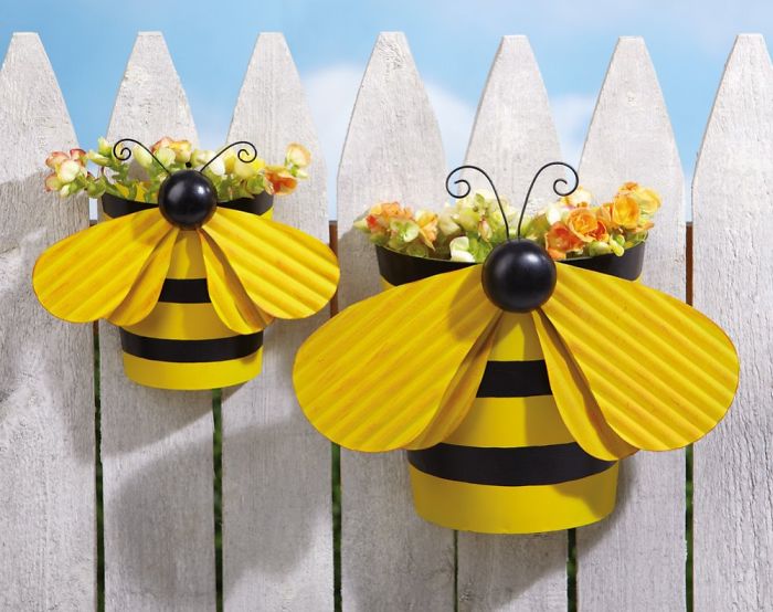 Bee Flower Pot Fence Decor
