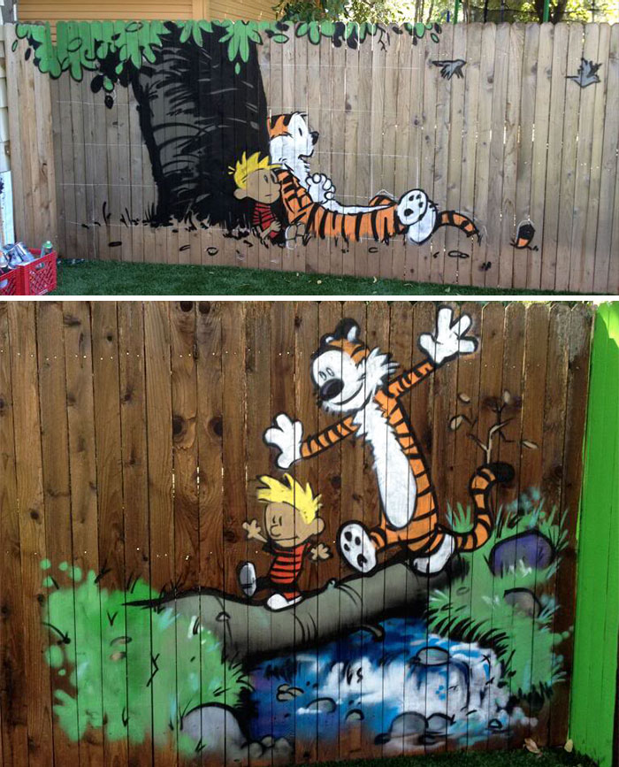 Calvin And Hobbes Mural Fence Decor
