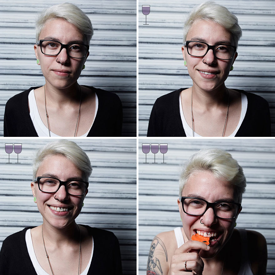 Portraits After One, Two And Three Glasses Of Wine