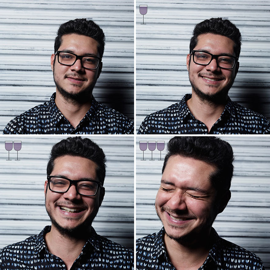 Portraits After One, Two And Three Glasses Of Wine