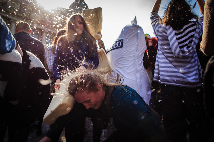 I Documented The International Pillow Fight In Bucharest, Romania