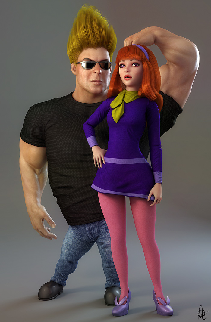 Johnny Bravo And Daphne From Johnny Bravo/Scooby Doo Chase