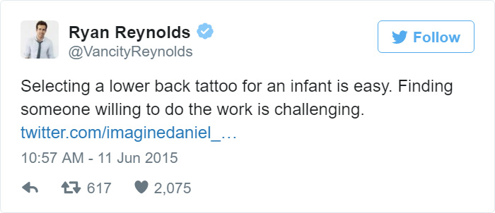Ryan Reynolds Parenting Tweets