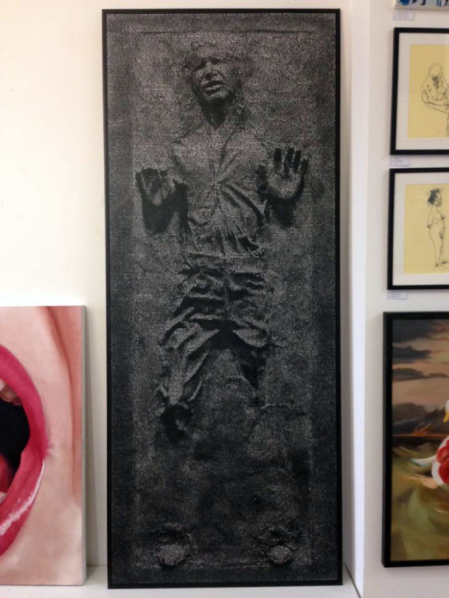I Used The Empire Strikes Back Script To Create A Typographic Life Sized Han Solo In Carbonite