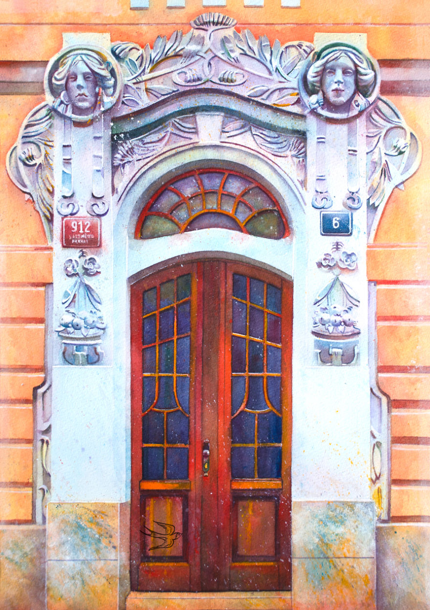 Ukrainian Artist Travels The World Painting Doors In Watercolor