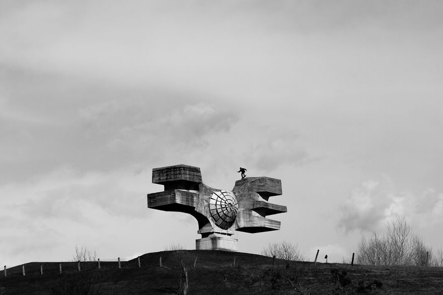 Skateboarding On A Giant Yugoslavian Monument
