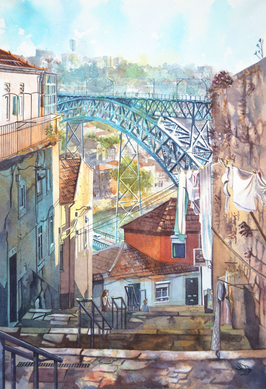 Portuguese Dream In Beautiful Architectural Watercolors