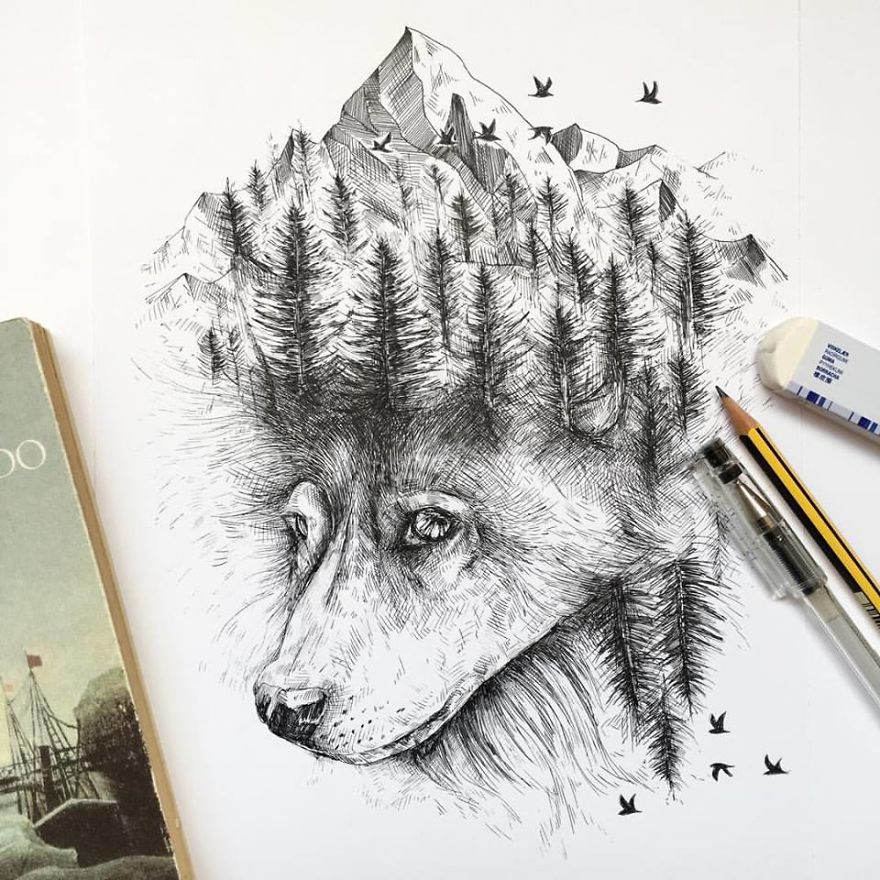 Nature Was My Kindergarten That Inspired These Black Pen Illustrations