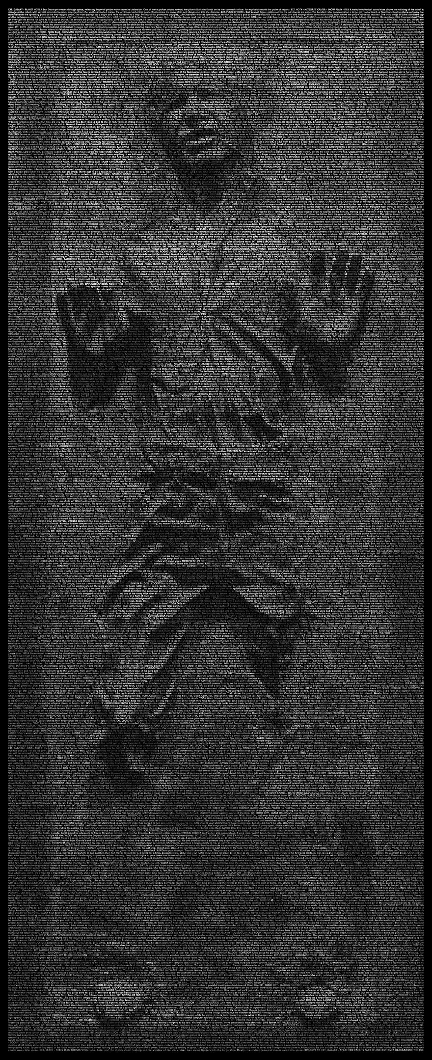 I Used The Empire Strikes Back Script To Create A Typographic Life Sized Han Solo In Carbonite
