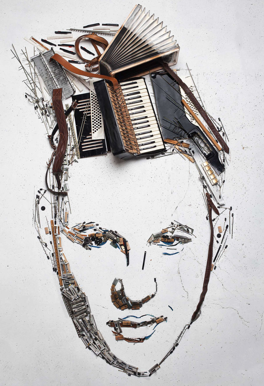 I Made A Portrait Of An Accordionist From Real Accordions