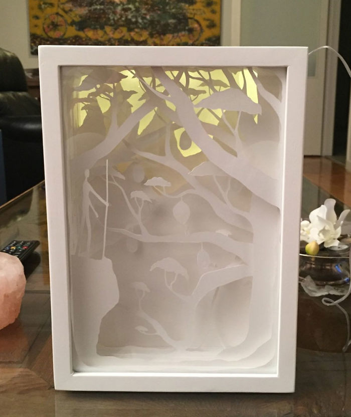 Papercut Lightboxes That I Cut From One Continuous Piece Of Paper